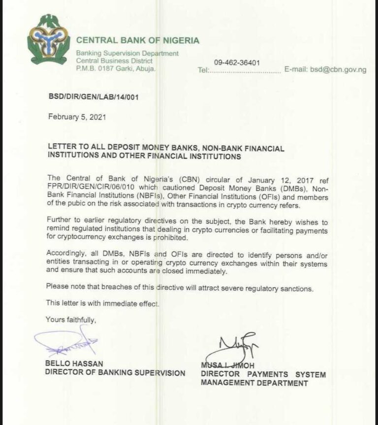 Central Bank Of Nigeria Bans Cryptocurrency LIONSCRIB Central Bank Of