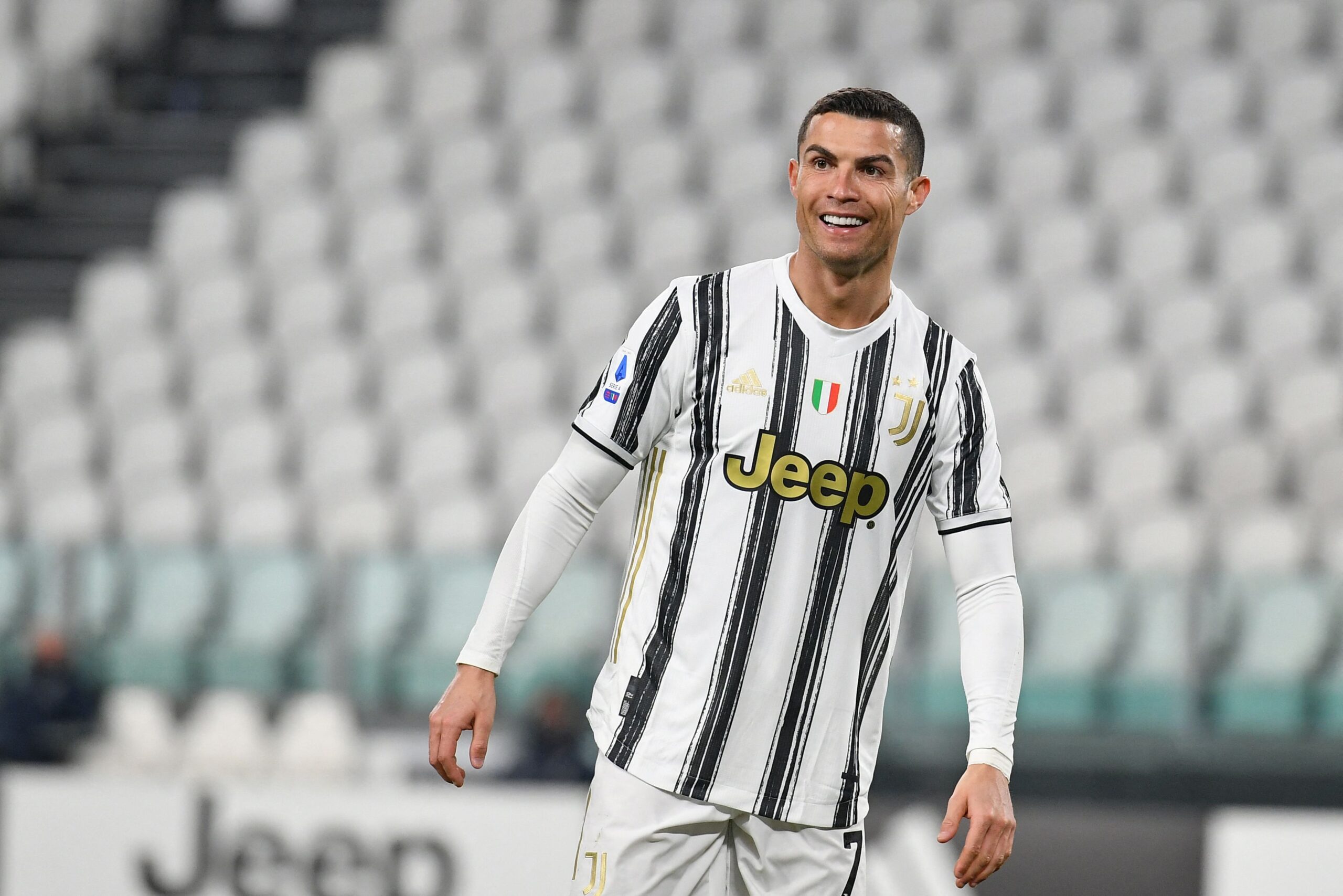 Juventus' Portuguese forward Cristiano Ronaldo reacts during the Italian Serie A football match Juventus vs Spezia on March 02, 2021 at the Juventus stadium in Turin. (Photo by Isabella BONOTTO / AFP)