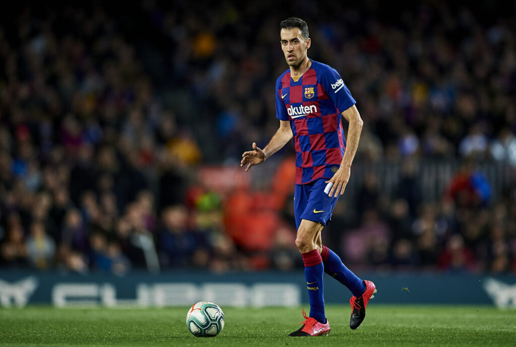 BARCELONA, SPAIN - MARCH 07: Sergio Busquets of FC Barcelona in action during the Liga match between FC Barcelona and Real Sociedad at Camp Nou on March 07, 2020 in Barcelona, Spain.  (Photo by Silvestre Szpylma/Quality Sport Images/Getty Images)