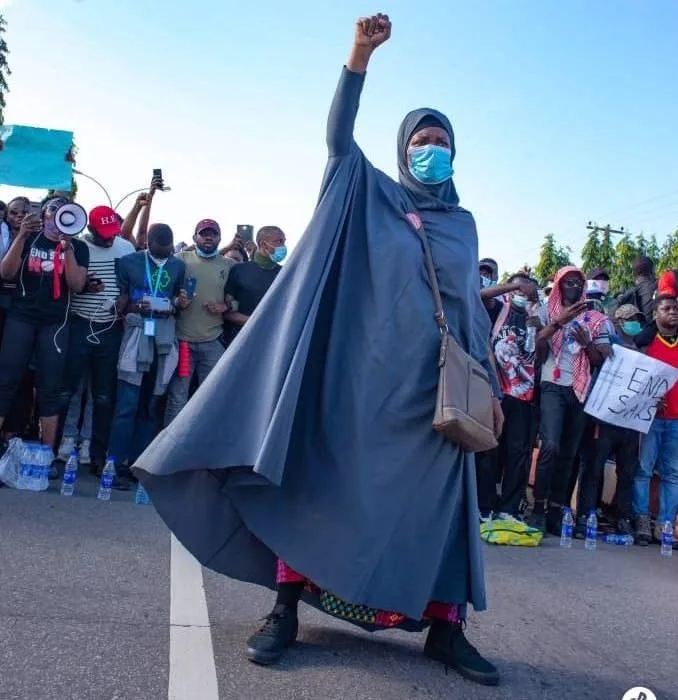 Aisha Yesufu during the 2020 #EndSARS protest