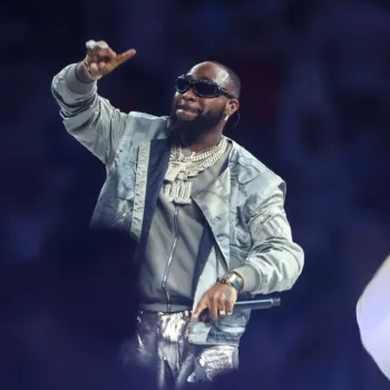 Davido performing at the World Cup final in 2018/Rex Features