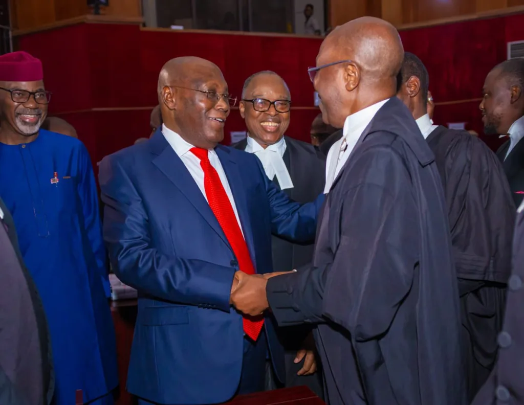 Atiku at the petition tribunal on Thursday, May 11, 2023/Lionscrib