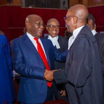 Atiku at the petition tribunal on Thursday, May 11, 2023/Lionscrib