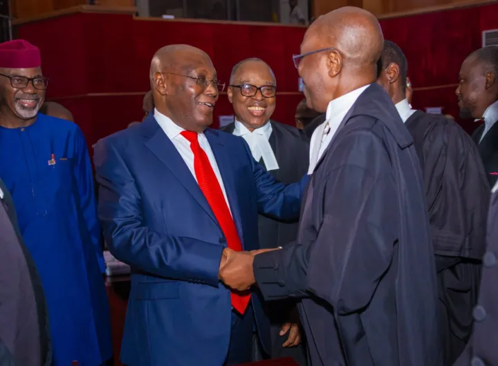 Atiku at the petition tribunal on Thursday, May 11, 2023/Lionscrib