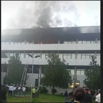 Three offices were burnt during the fire.