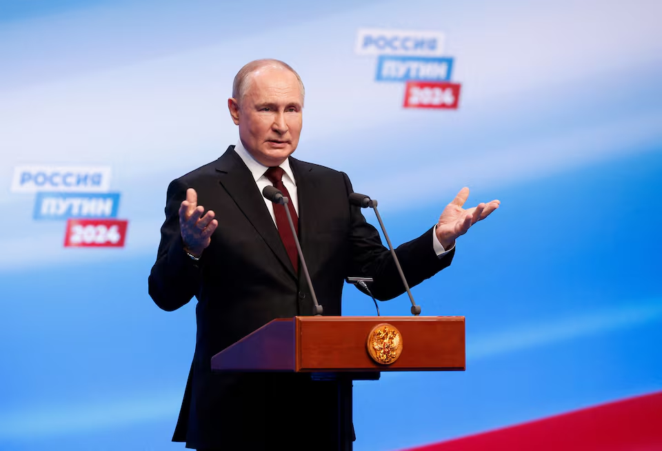 Putin addresses the nation after landslide election win/Reuters