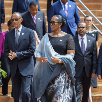 President Kagame and First Lady Jeannette during the commemoration ceremony/Reuters
