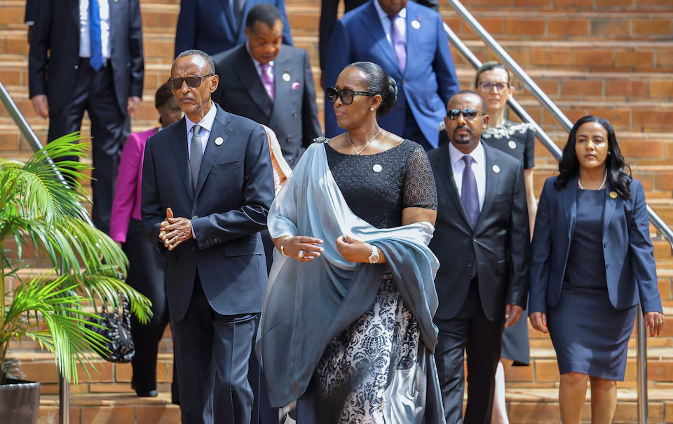 President Kagame and First Lady Jeannette during the commemoration ceremony/Reuters