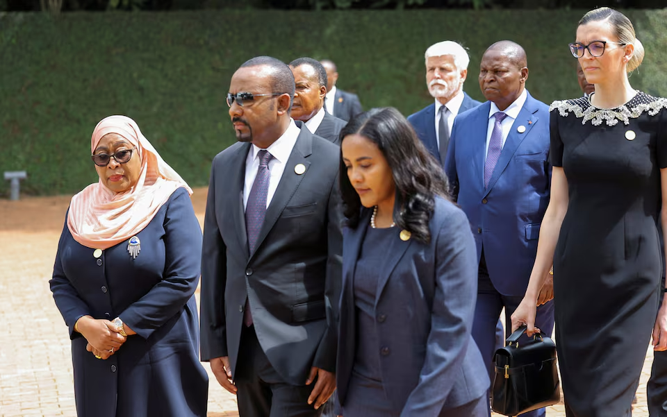 The President of Tanzania Samia Suluhu Hassan and Ethiopian Prime Minister Abiy Ahmed arrives the commemoration ceremony/Reuters