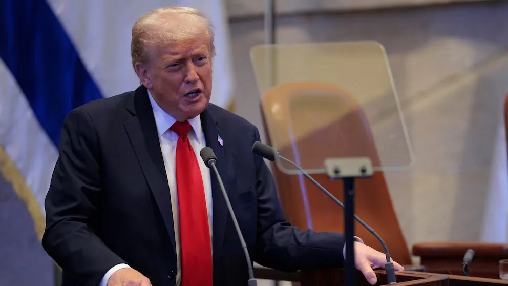 Trump addresses the Israeli parliament after the success of the Gaza peace plan's first phase/Getty