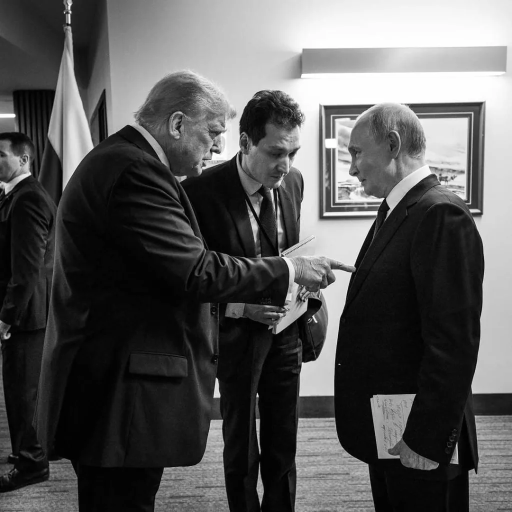 Trump and Putin in discussion during the Alaska peace meeting in August/White House