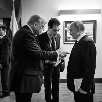Trump and Putin in discussion during the Alaska peace meeting in August/White House