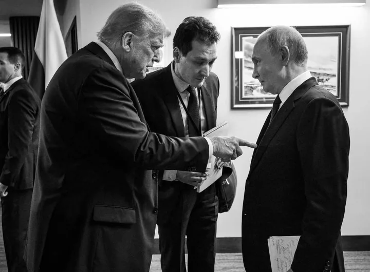 Trump and Putin in discussion during the Alaska peace meeting in August/White House