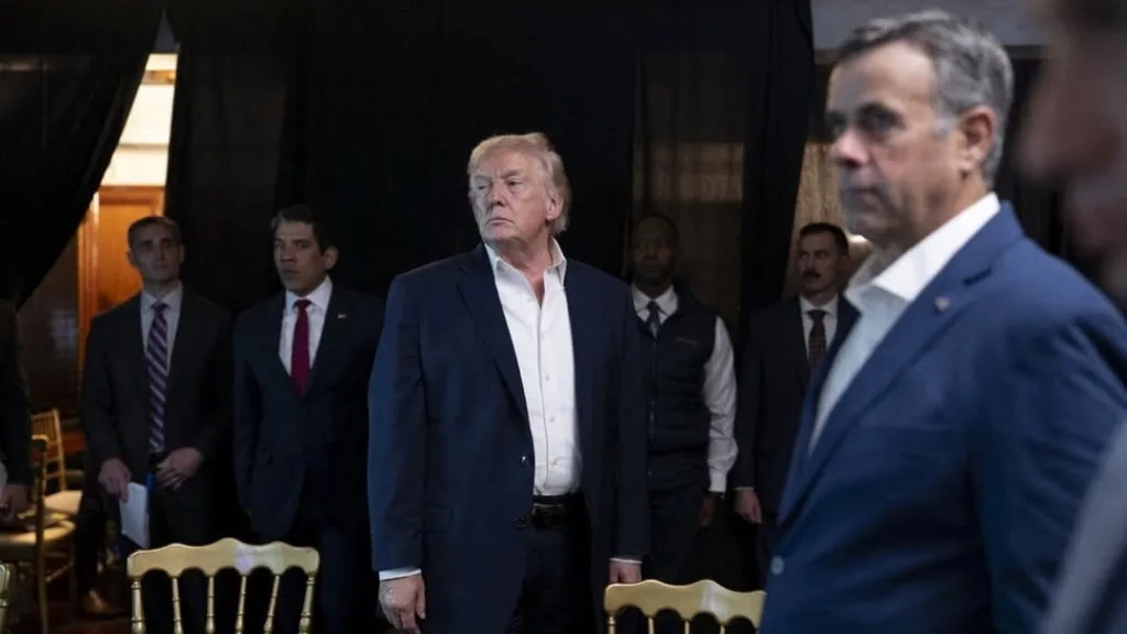 US President Donald Trump shared an image on Truth Social depicting himself alongside CIA Director John Ratcliffe observing a US military operation in Venezuela from Palm Beach, Florida, on January 3, 2026 [@realDonaldTrump/Handout via Reuters]