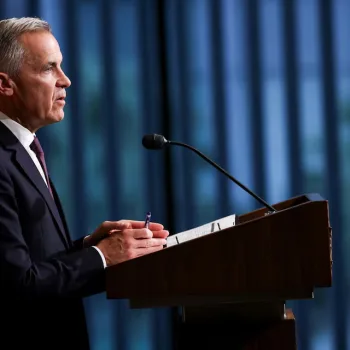 Mark Carney, Prime Minister of Canada, addresses the media at a press briefing held alongside the 47th ASEAN Summit in Kuala Lumpur, Malaysia, on October 27, 2025. REUTERS/Edgar Su