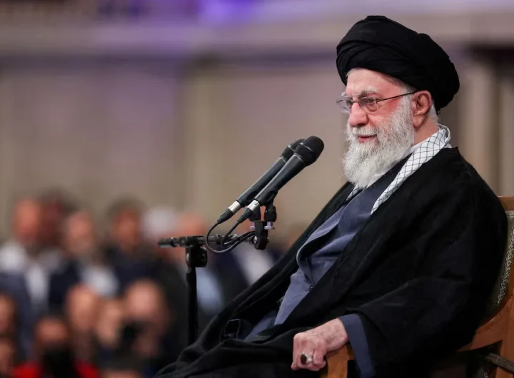 Ayatollah Ali Khamenei, Iran's Supreme Leader, addresses attendees at a Tehran meeting on January 3, 2026. Photo credit: Office of the Iranian Supreme Leader/WANA (West Asia News Agency)
