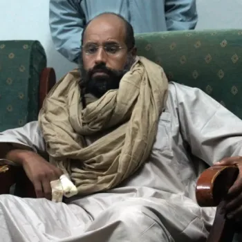 Saif al-Islam Gaddafi after being captured in Zintan, Libya, on November 19, 2011 [Ammar El-Darwish/AP Photo]
