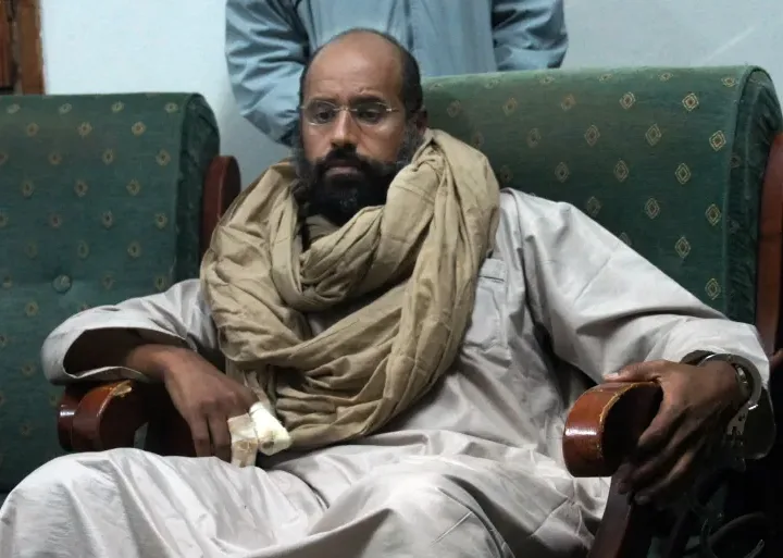 Saif al-Islam Gaddafi after being captured in Zintan, Libya, on November 19, 2011 [Ammar El-Darwish/AP Photo]