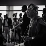 Tinubu addresses some family members of victims of Jos Palm Sunday attack and stakeholders at the Yakubu Gowon Airport/Image: Instagram @officialasiwajubat
