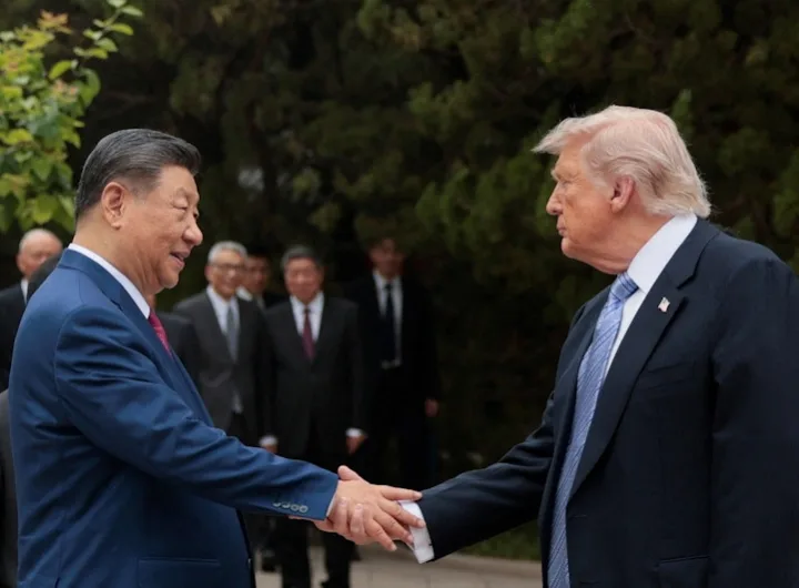 U.S. President Donald Trump and Chinese President Xi Jinping pictured at the Zhongnanhai Garden compound in Beijing on May 15, 2026. Photo: REUTERS/Evan Vucci/Pool