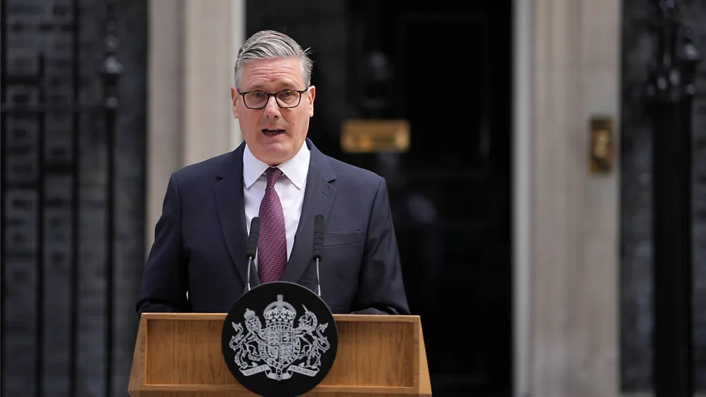 Keir Starmer announced his resignation outside 10 Downing Street in London, Monday, June 22, 2026. (AP Photo/Kin Cheung)
