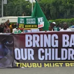 Protesters marched to the strrets of Abuja on Thursday demanding the rescue of school children kidnapped