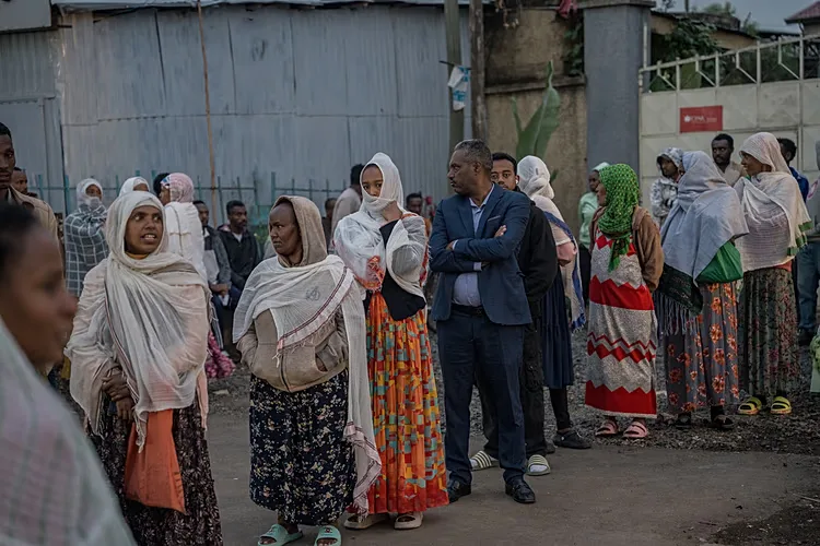 Residents queue outside a voting centre ahead of casting their ballots in the general election in Addis Ababa, Ethiopia, on Monday, June 1, 2026. (Photo: Amanuel Sileshi/AP)