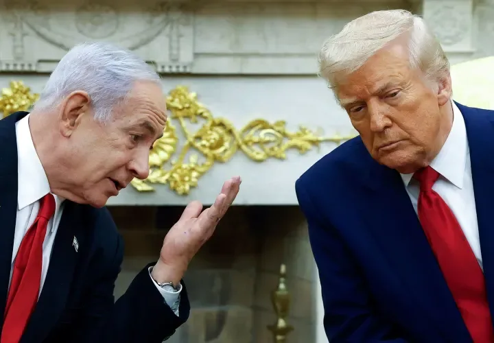 Prime Minister Benjamin Netanyahu of Israel speaks with US President Donald Trump during their Oval Office meeting at the White House on April 7, 2025, in Washington, DC. Photo credit: Kevin Dietsch / Getty Images