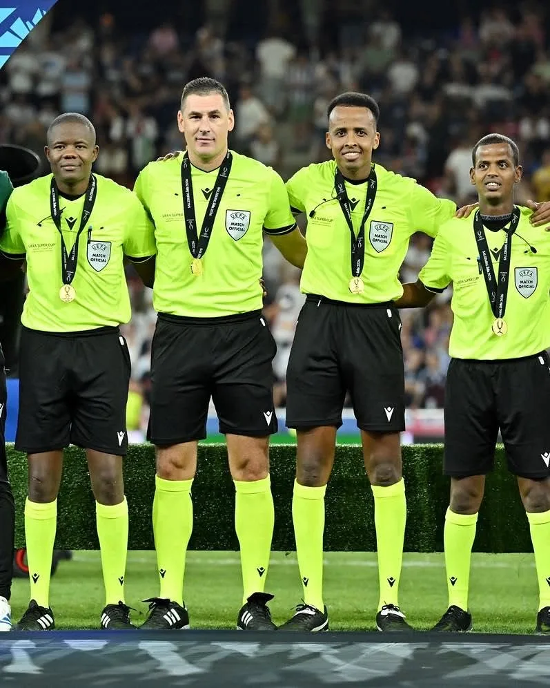 Artan was joined by fellow East African officials Liban Ahmed of Djibouti and Kenya's Stephen Yiembe/Photo: UEFA