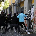 Fury on the streets of Tirana, Albania: Protesters shattered the Education Ministry’s windows, flattened its perimeter fence and set billboards ablaze as unrest gripped the Albanian capital. [Hameraldi Agolli/AP Photo]
